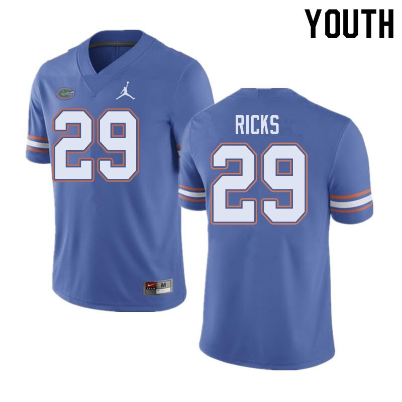 NCAA Florida Gators Isaac Ricks Youth #29 Jordan Brand Blue Stitched Authentic College Football Jersey IPC0764NJ